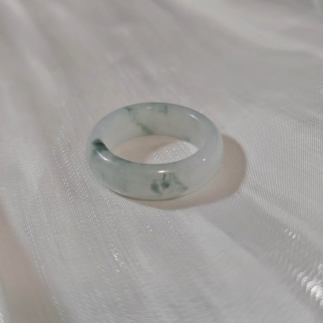 Yuan | Untreated Grade-A Jadeite Ring in Floral Green