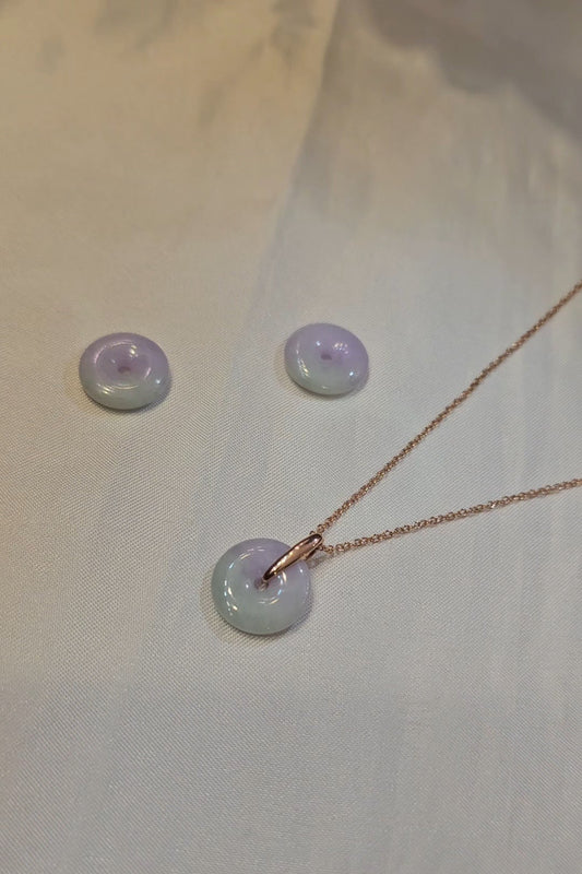 Guardian | Mei Safekeeping 'Ping An' Jadeite Pendant in Lavender Purple and Pastel Green(13mm)