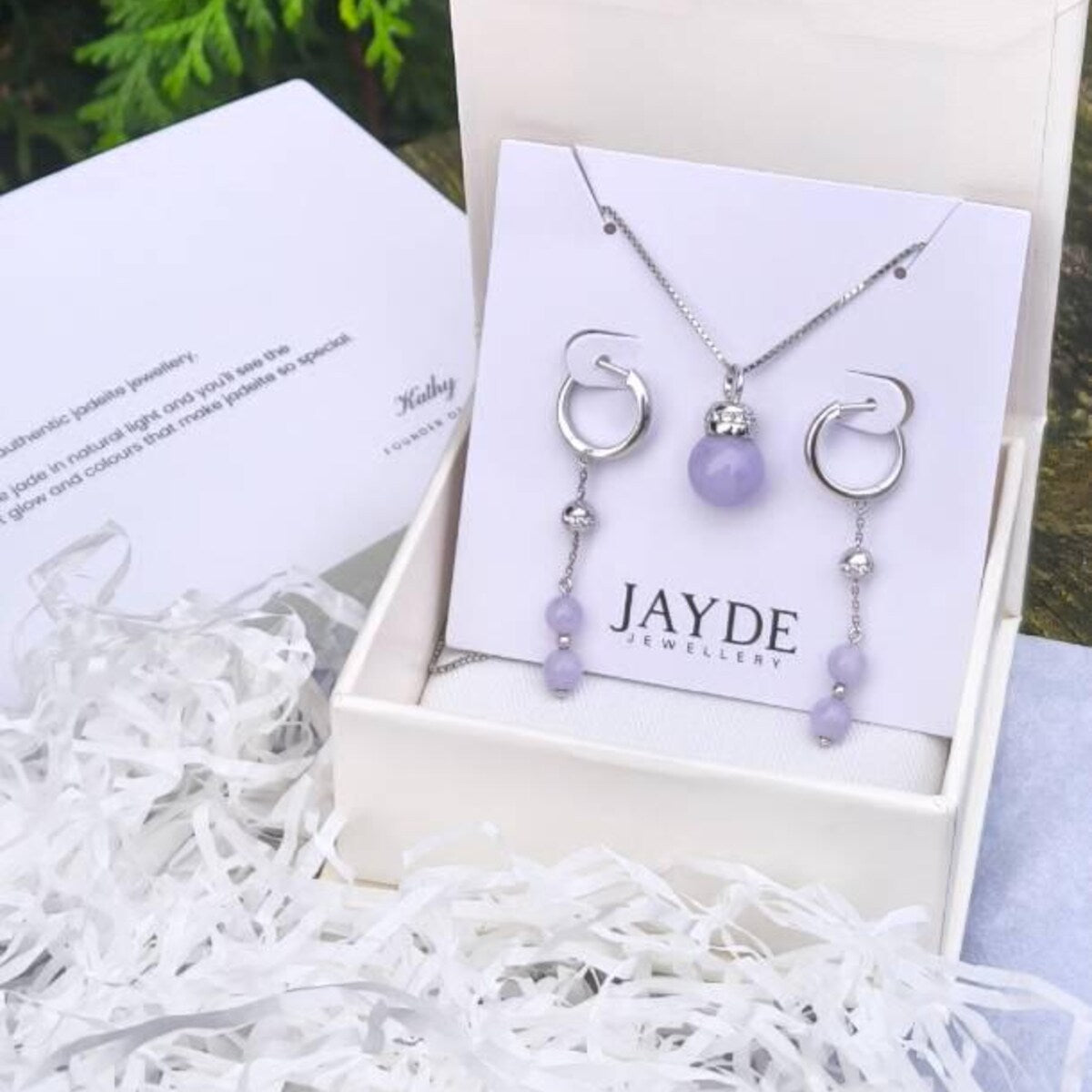 Yuan | Iryna Jadeite Drop Earrings in Dark Lavender Purple (custom)
