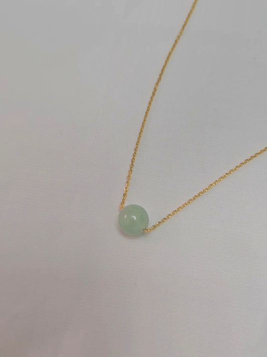 Yuan | Minimalist Floating Jadeite Necklace in Pastel Green