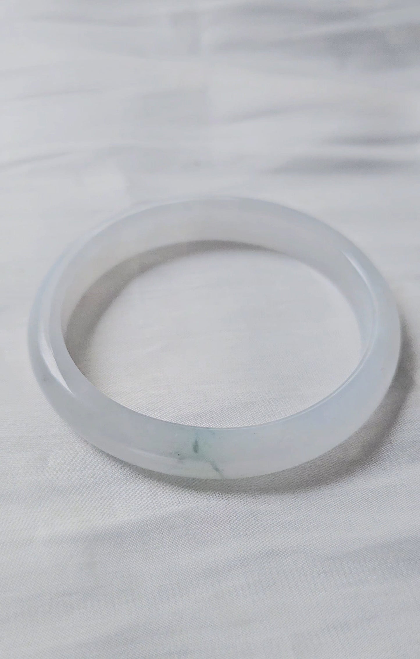 GUARDIAN | JAYDE Natural Grade-A Jadeite Bangle in Icy White (54.7mm Oval)