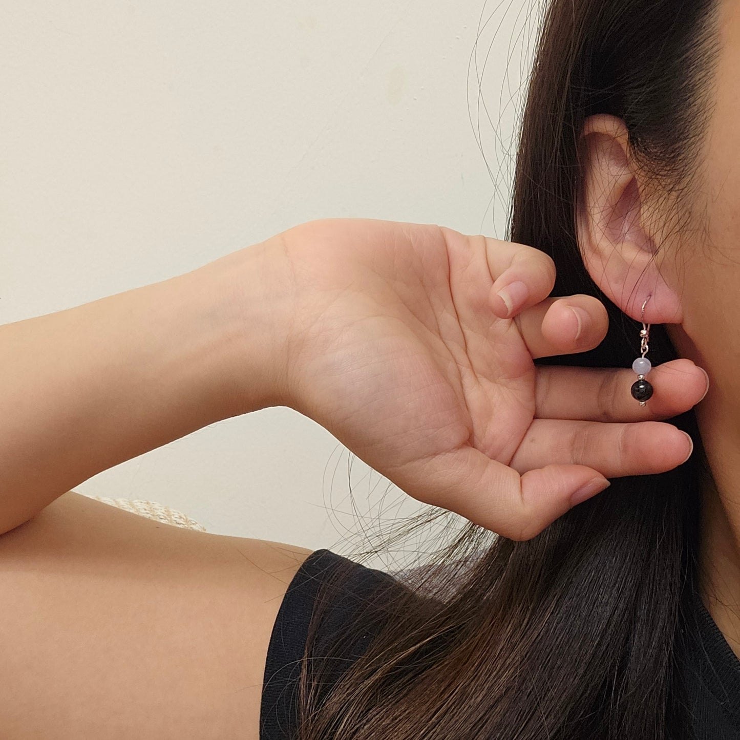 Yuan | 'Ocean' Jadeite Drop Earrings in Night Blue