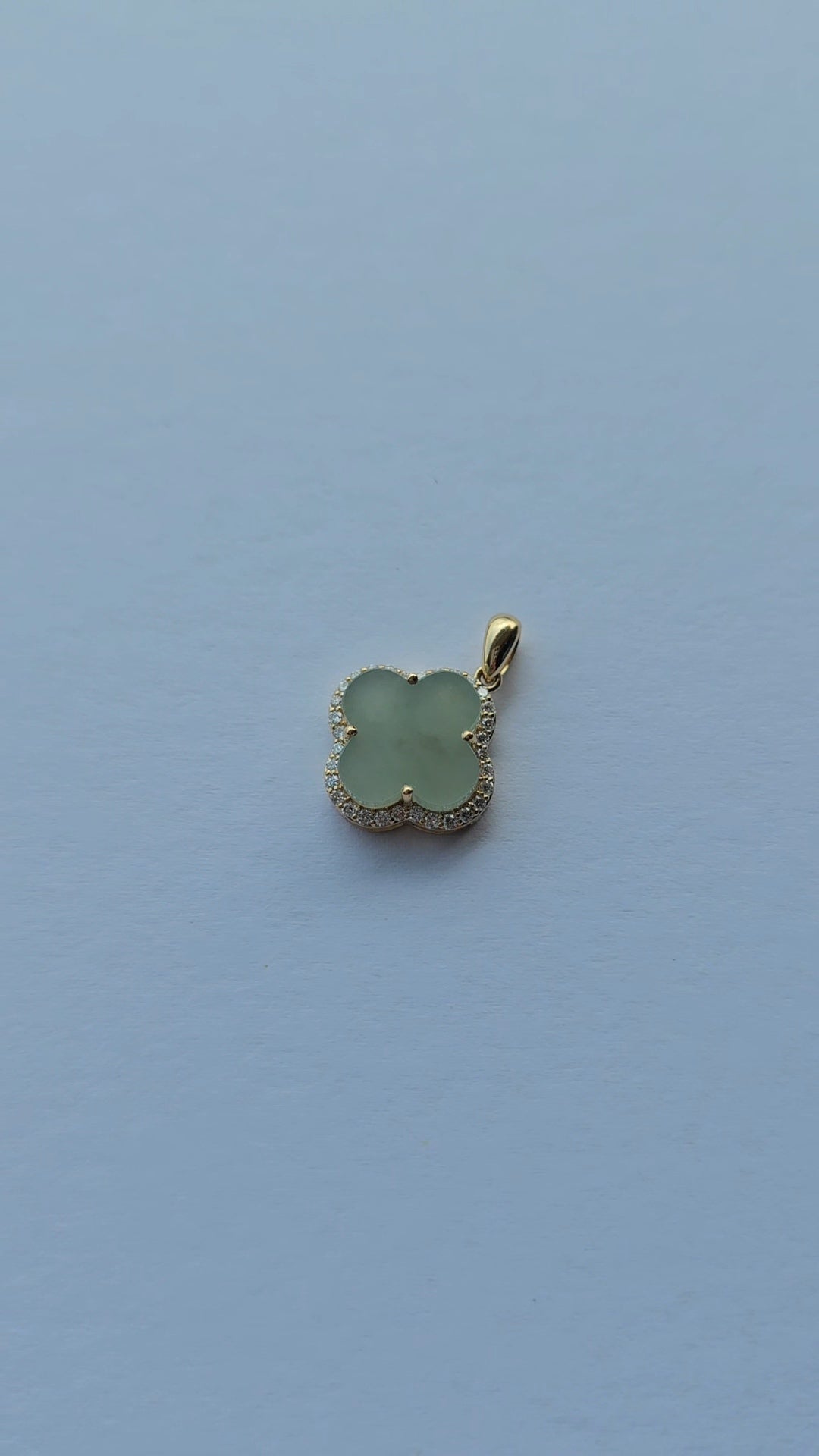 Nature | Serendipity Four Leaf Clover Jadeite Pendant in Light Aqua Green (18K Gold Vermeil)