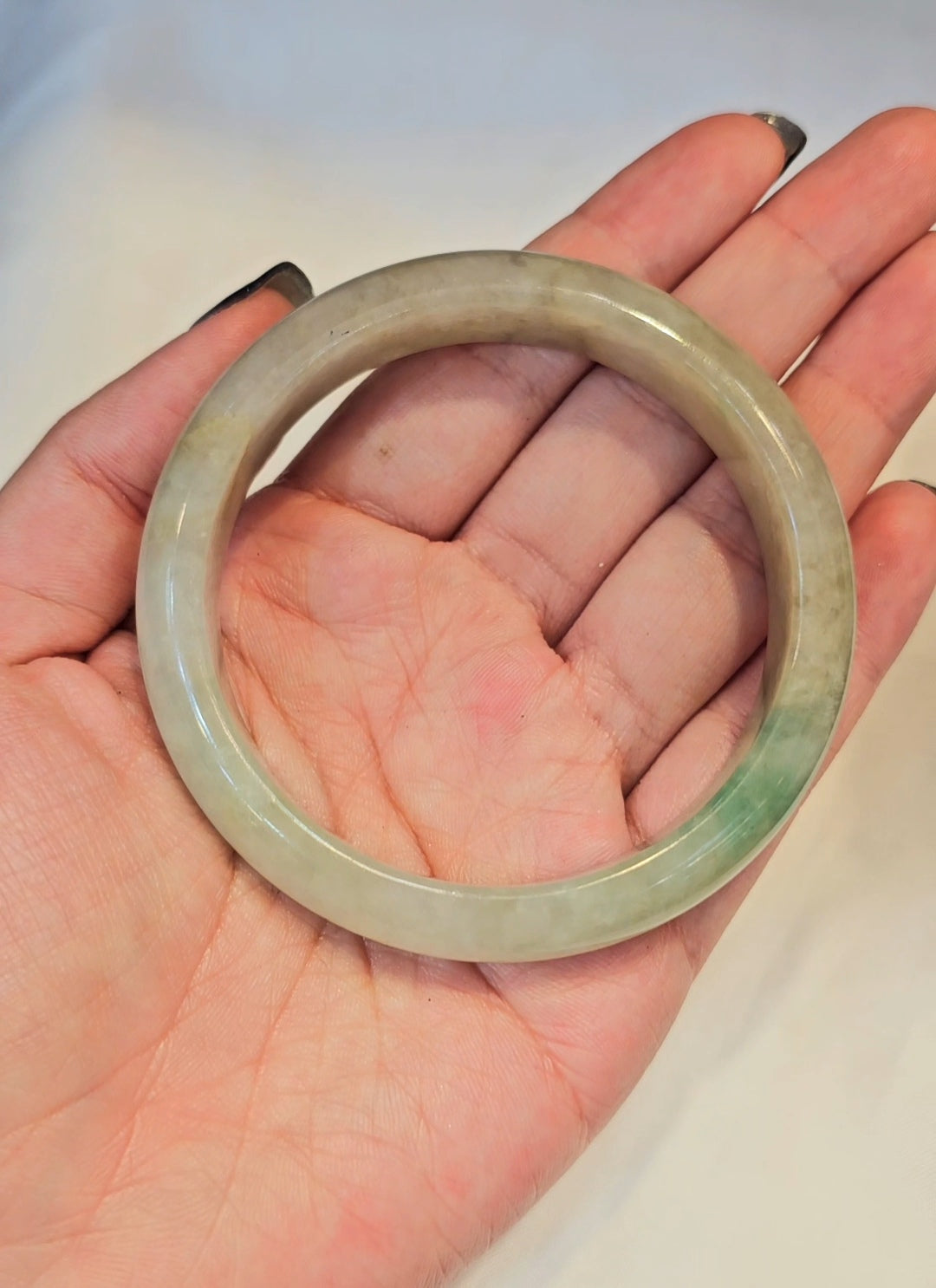 GUARDIAN | JAYDE Natural Grade-A Jadeite Bangle in Yellow Haze with Green (57.4mm Half Round)