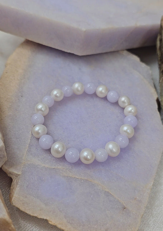 Yuan | Jadeite Bead Bracelet in Light Lavender Purple (8mm)