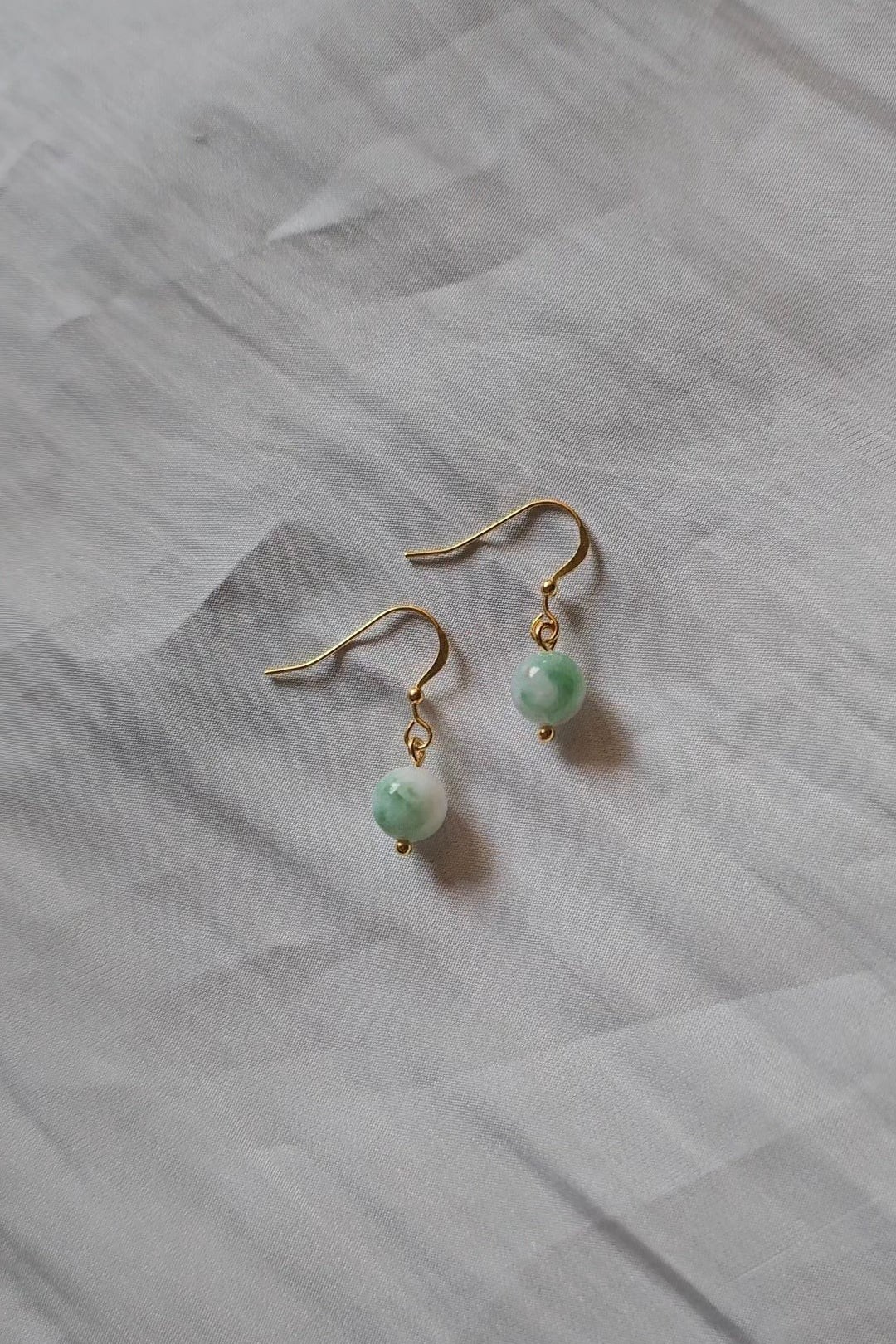Yuan | Jadeite Drop Earrings in Pastel Green and White