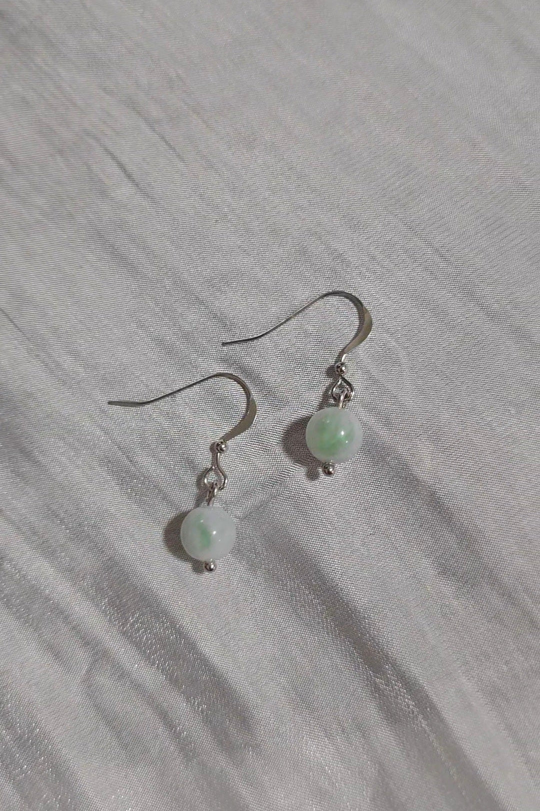 Yuan | Jadeite Drop Earrings in Pastel Green and White