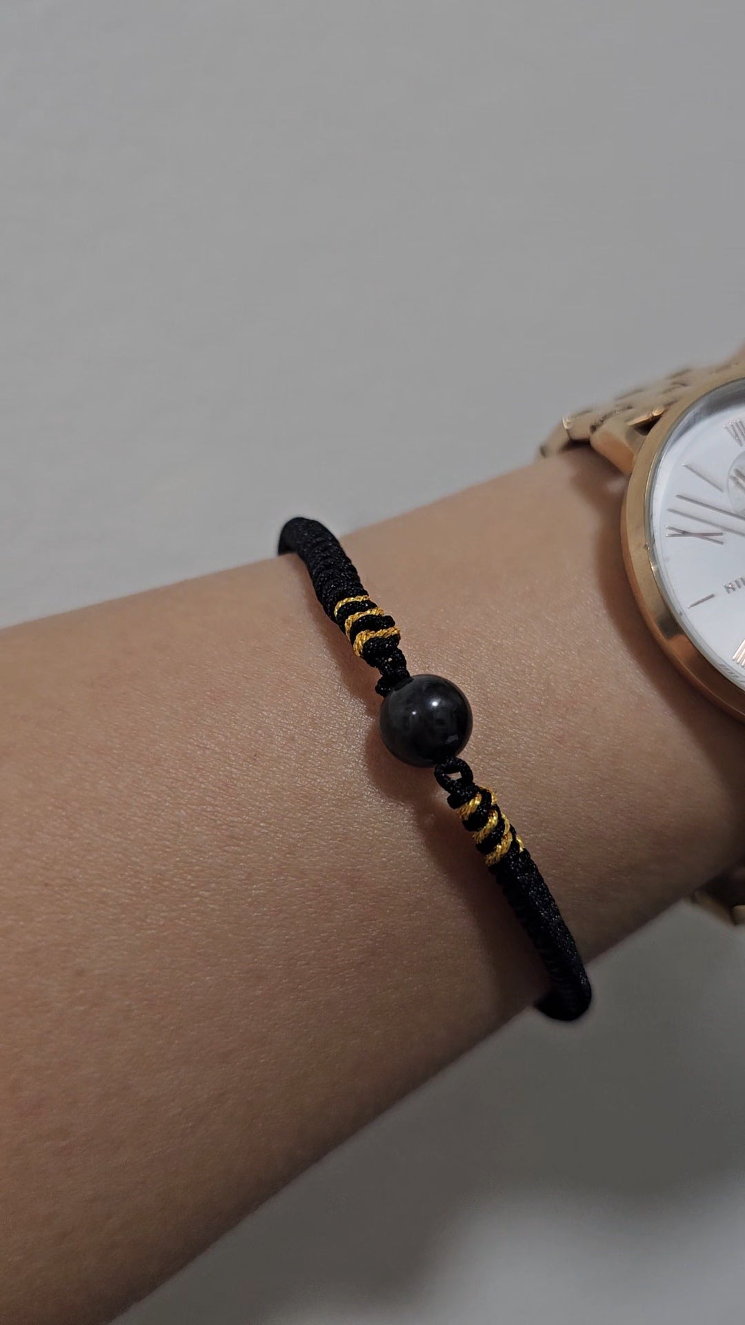 Yuan | Groundedness Jadeite Bead Bracelet in Mysterious Black