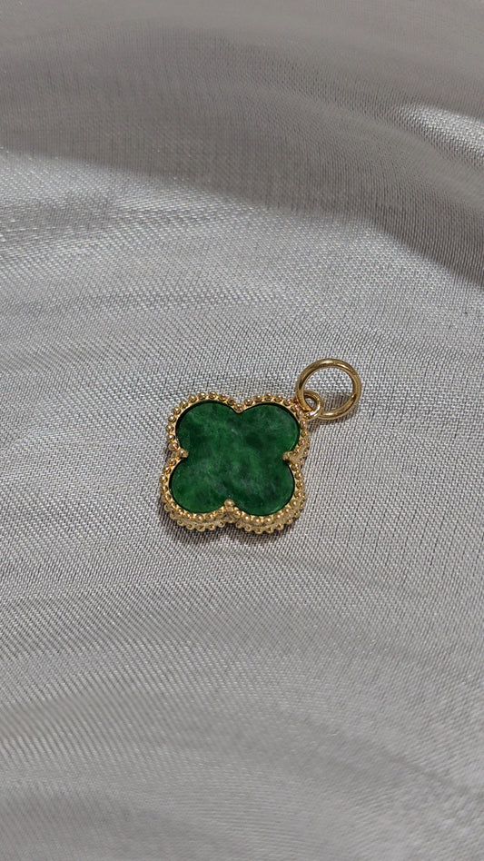 Nature | Serendipity Four Leaf Clover Jadeite Pendant in Deep Floral Green (18ct yellow gold)