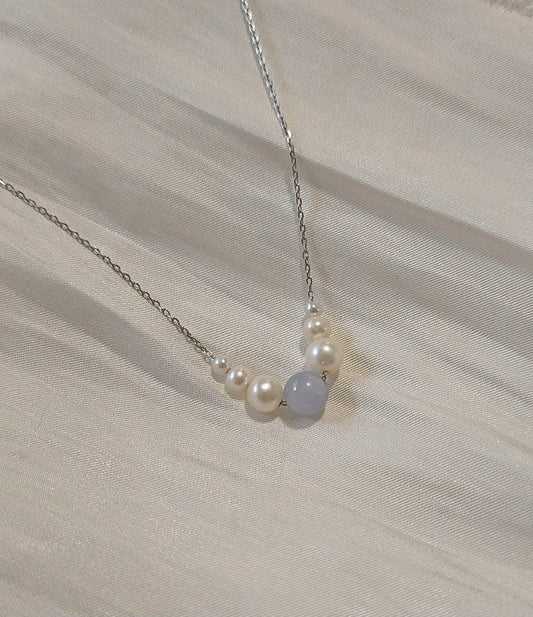 Yuan | Constellation Jadeite Bead Bracelet in Lavender Purple with Freshwater Pearls