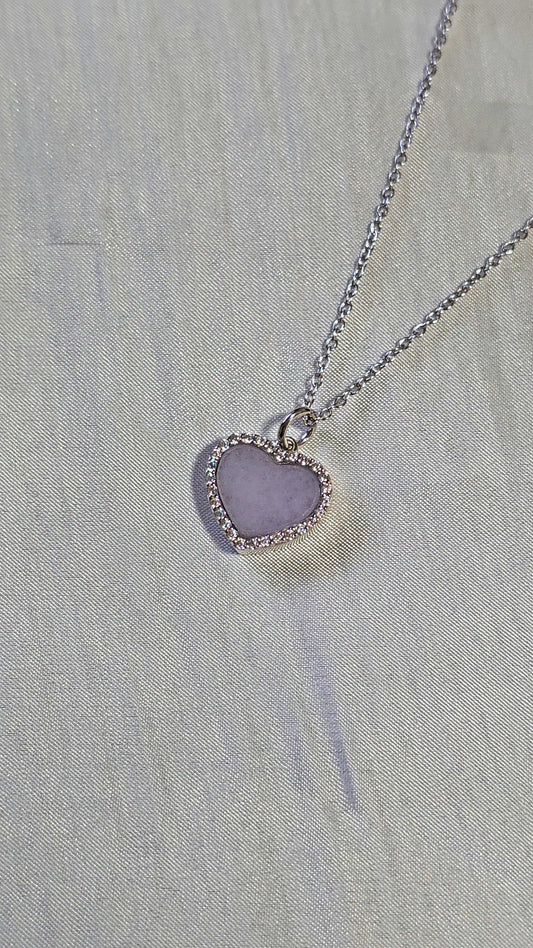 Guardian | Love Heart Jadeite Necklace in Light Lavender Purple