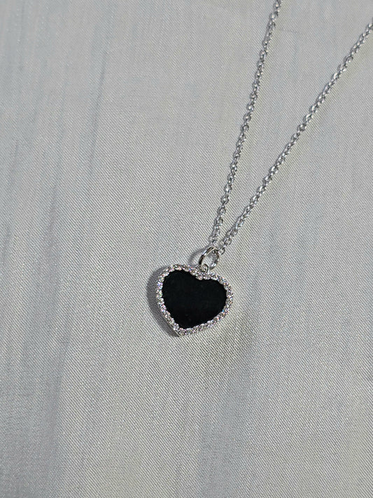 Guardian | Love Heart Jadeite Necklace in Mysterious Black