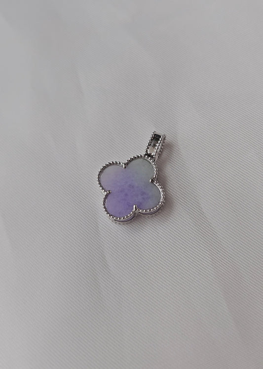 Nature | Serendipity Four Leaf Clover Jadeite Pendant in Lavender Purple and Pastel Green