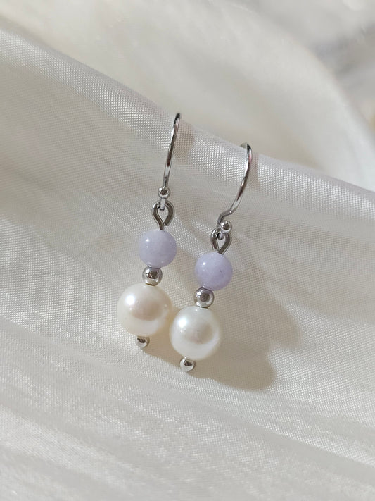 Yuan | Jadeite Drop Earrings in Lavender Pearl
