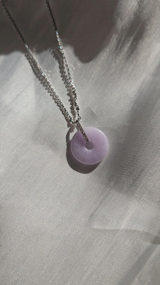 Guardian | Princess Reversible Safekeeping 'Ping An' Jadeite Pendant in Lavender Purple (13mm, 18ct white gold)