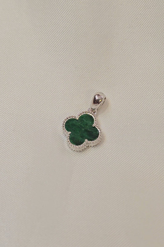 Nature | Serendipity Four Leaf Clover Jadeite Pendant in Deep Floral Green (14/18ct white gold)