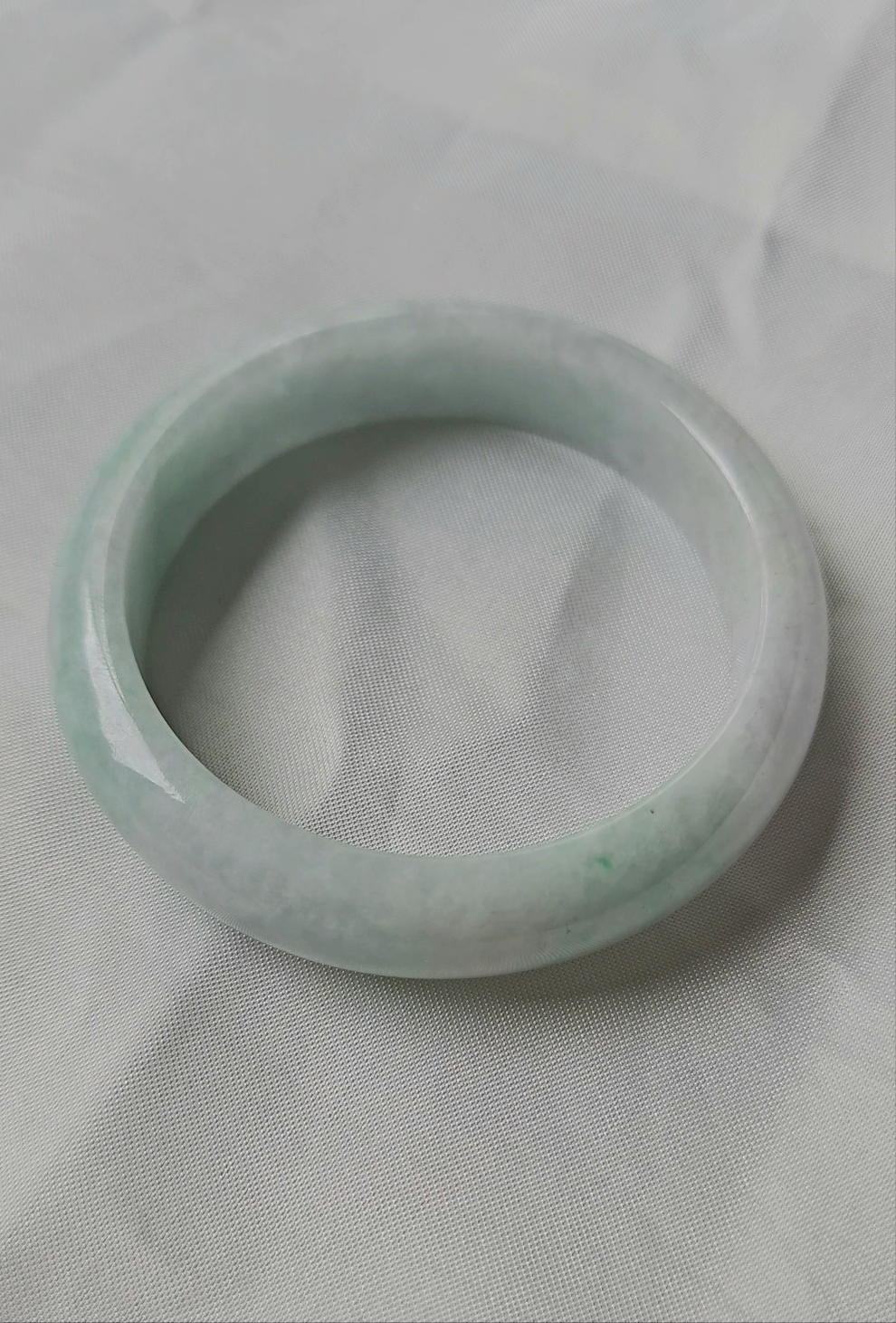 GUARDIAN | JAYDE Natural Grade-A Jadeite Bangle in Light Aqua Green/White (52.2mm Half Round)