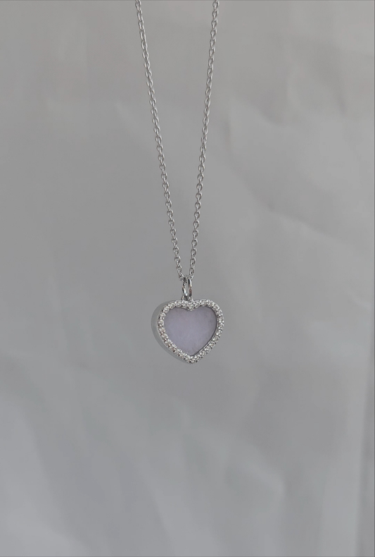 Guardian | Love Heart Jadeite Necklace in Light Lavender Purple