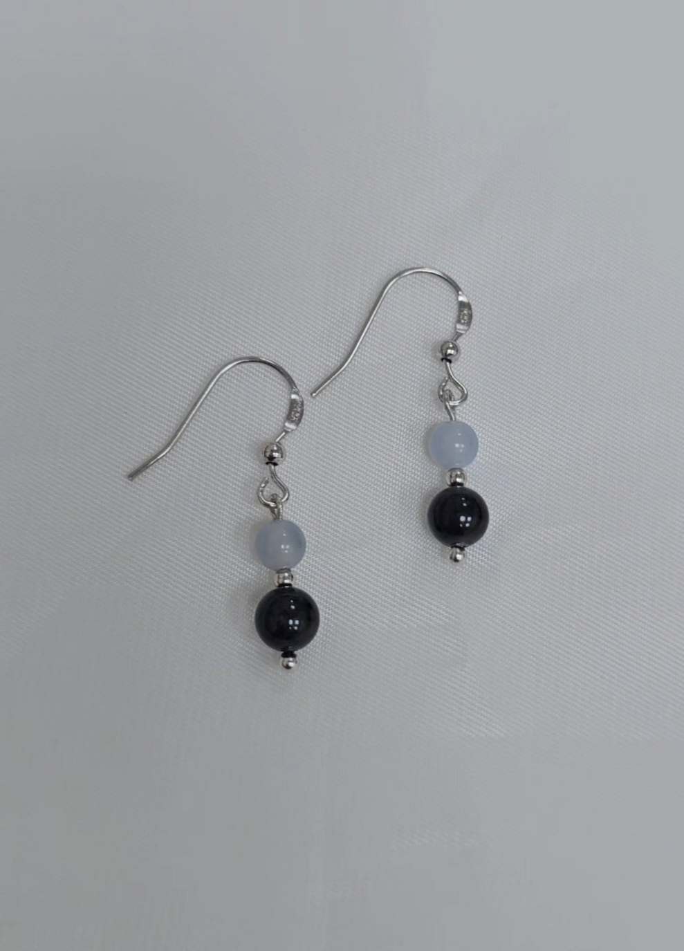Yuan | 'Ocean' Jadeite Drop Earrings in Night Blue