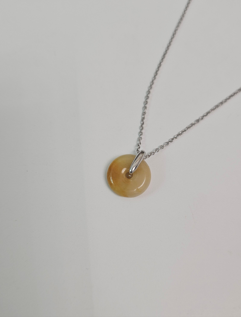yellow and brown jadeite jade donut necklace ping an kou