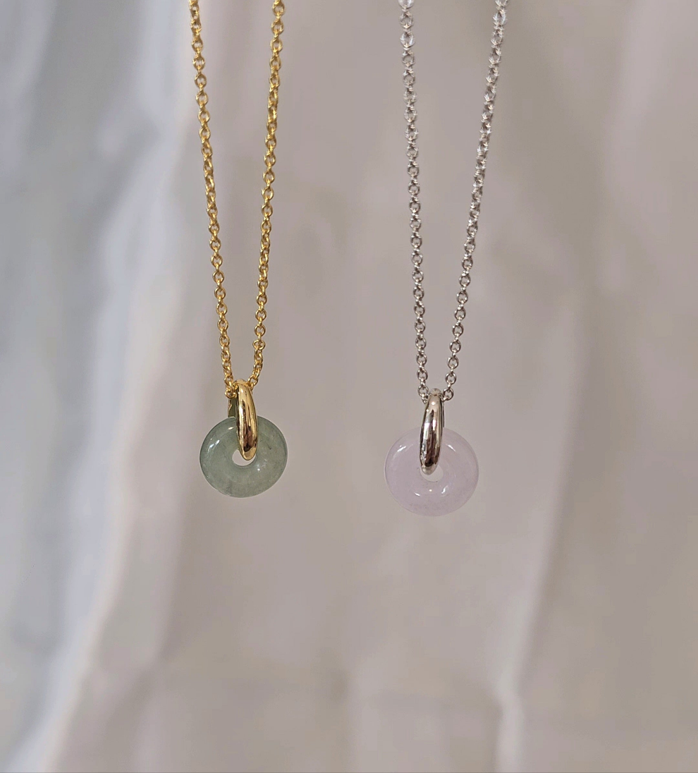 Guardian | Dainty Safekeeping 'Ping An' Jadeite Pendant in Light Lavender Purple (10mm)
