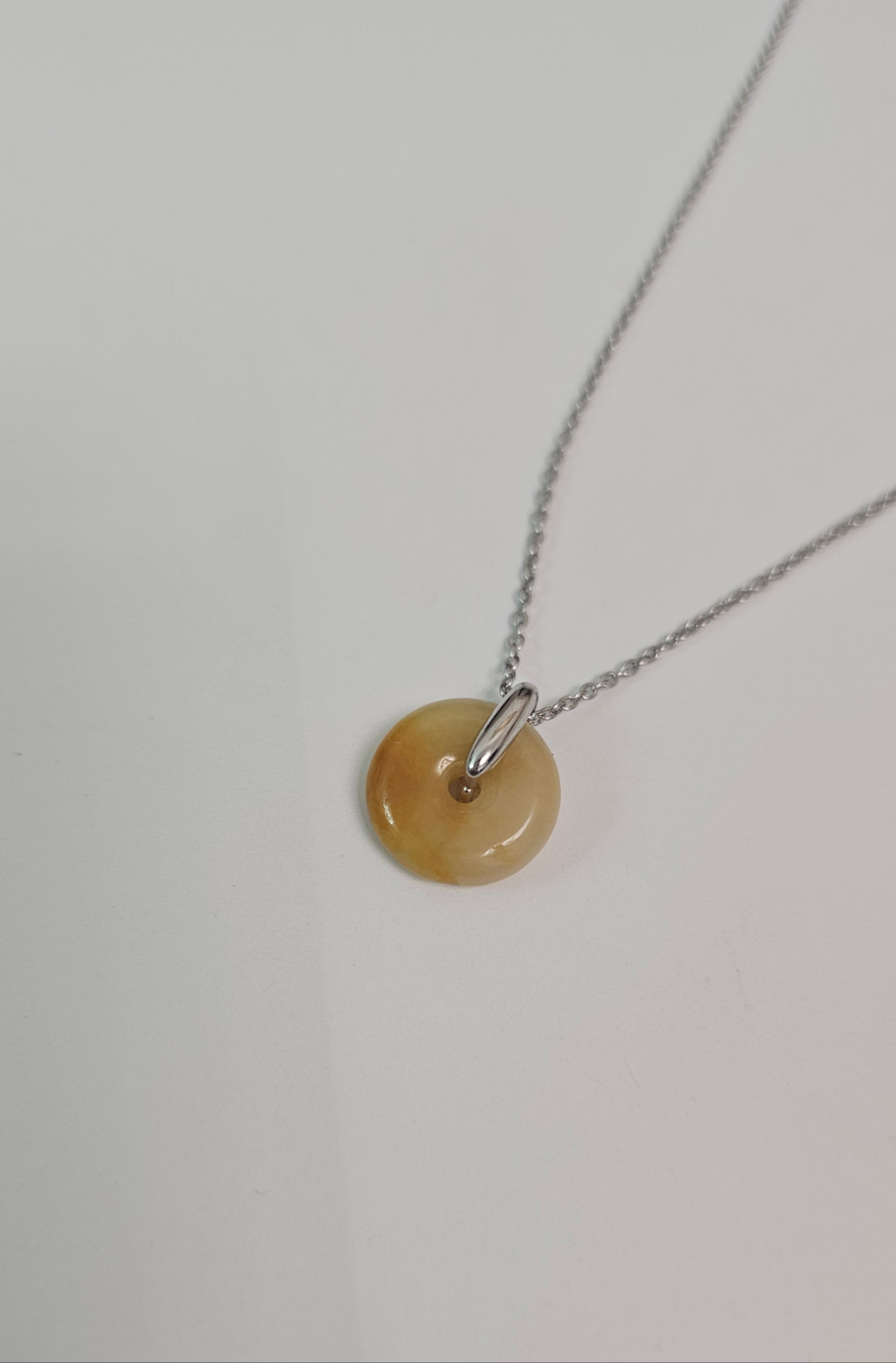 yellow and brown jadeite jade donut necklace ping an kou