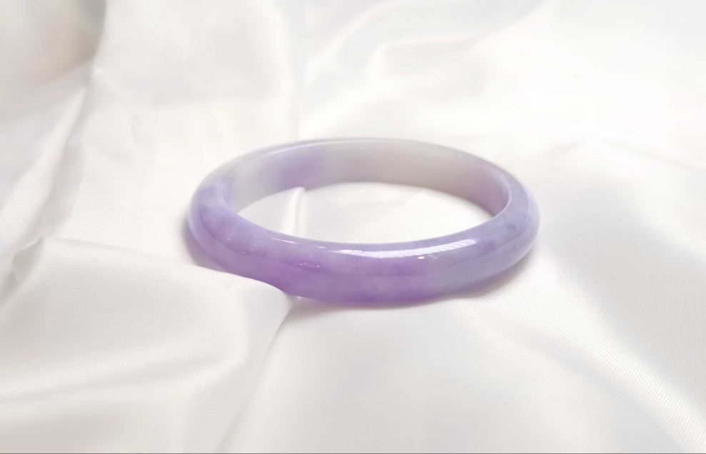 GUARDIAN | JAYDE Natural Grade-A Jadeite Bangle in Dark Lavender Purple (58mm Half Round)