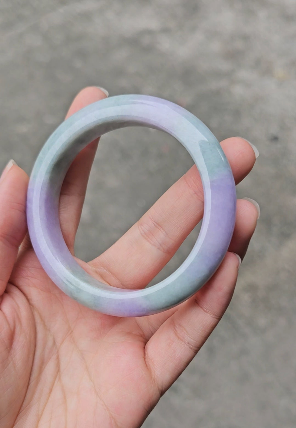 GUARDIAN | JAYDE Natural Grade-A Jadeite Bangle in Lavender Purple and Pastel Green (56.5mm Half Round)