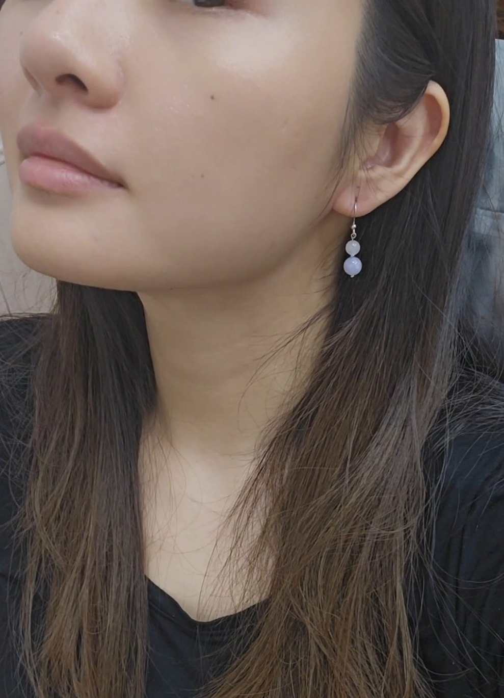 Yuan | 'Mei' Jadeite Drop Earrings in Dreamy Purple