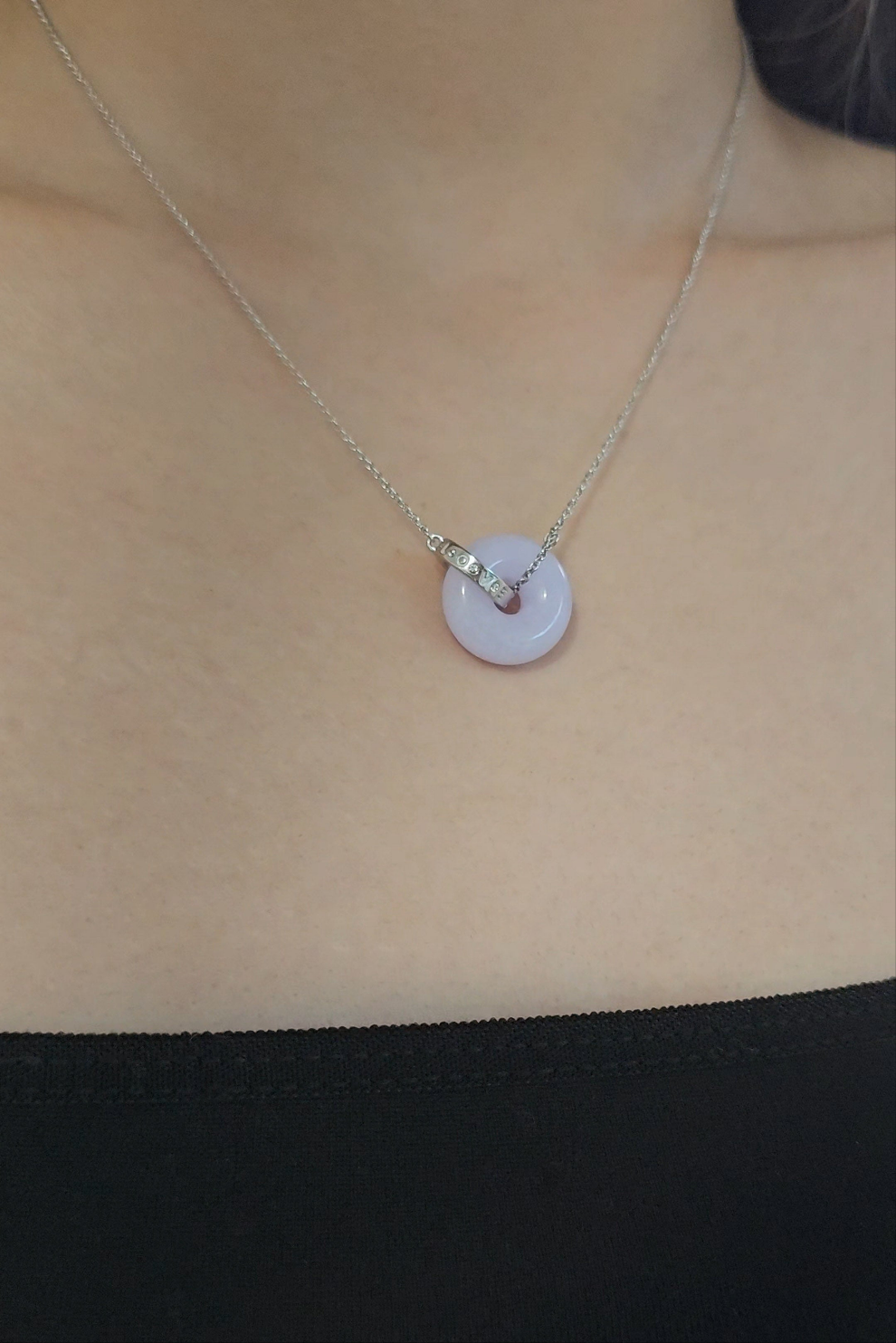 Guardian | Love 'Ping An' Jadeite Pendant in Lavender Purple (16mm)