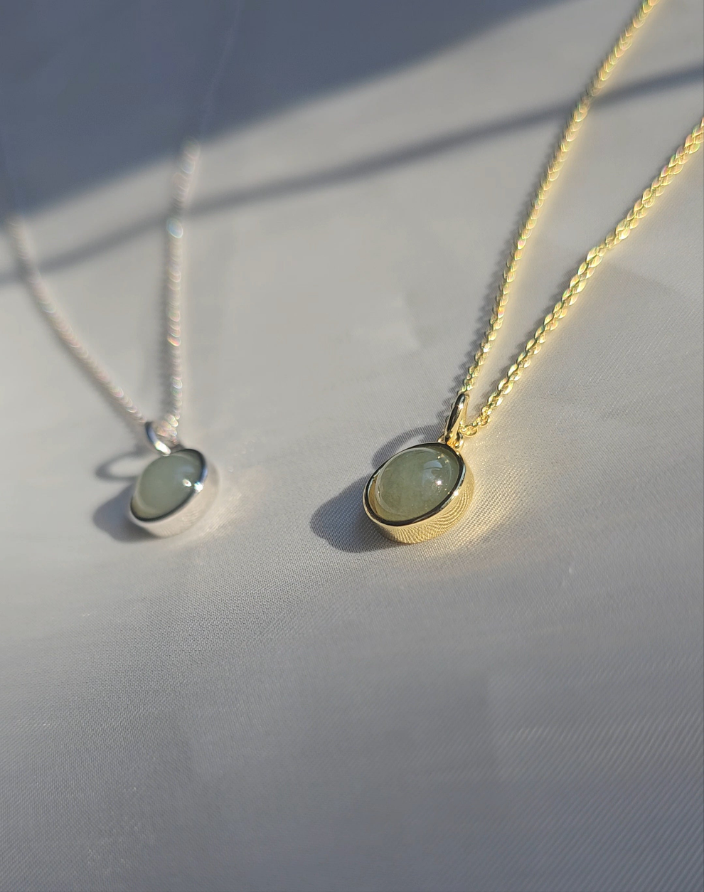 Galaxy | Moon Jadeite Pendant in Aqua Green (Rhodium-plated Sterling Silver)