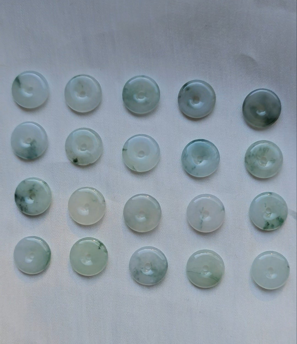 Guardian | Vintage Safekeeping 'Ping An' Jadeite Pendant in Pastel Green (13mm, Rhodium-Plated Sterling Silver)