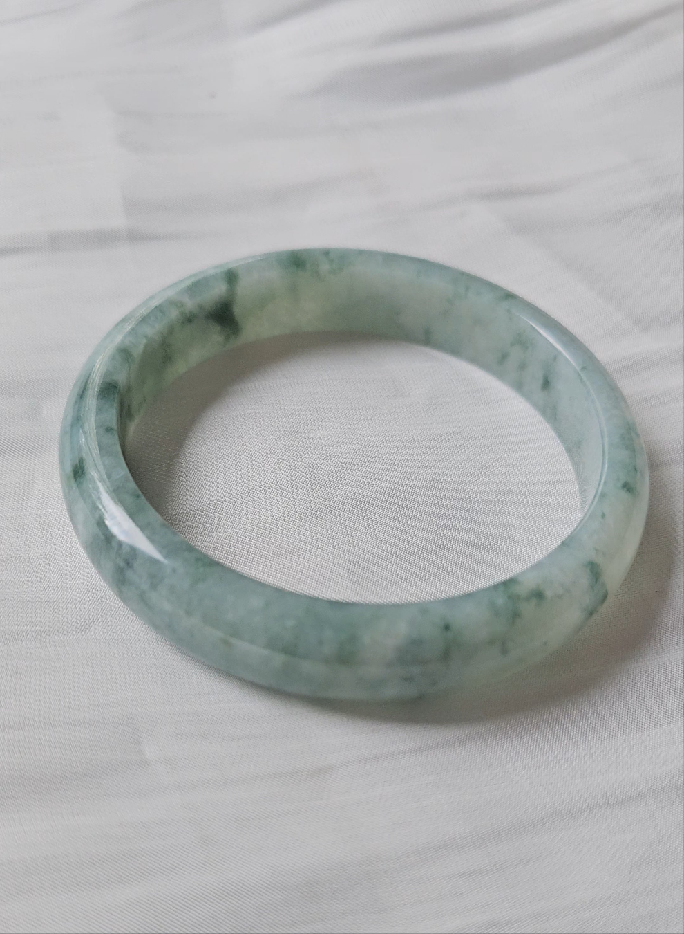 GUARDIAN | JAYDE Natural Grade-A Jadeite Bangle in Floral Green/Piao Hua (57.6mm Half Round)