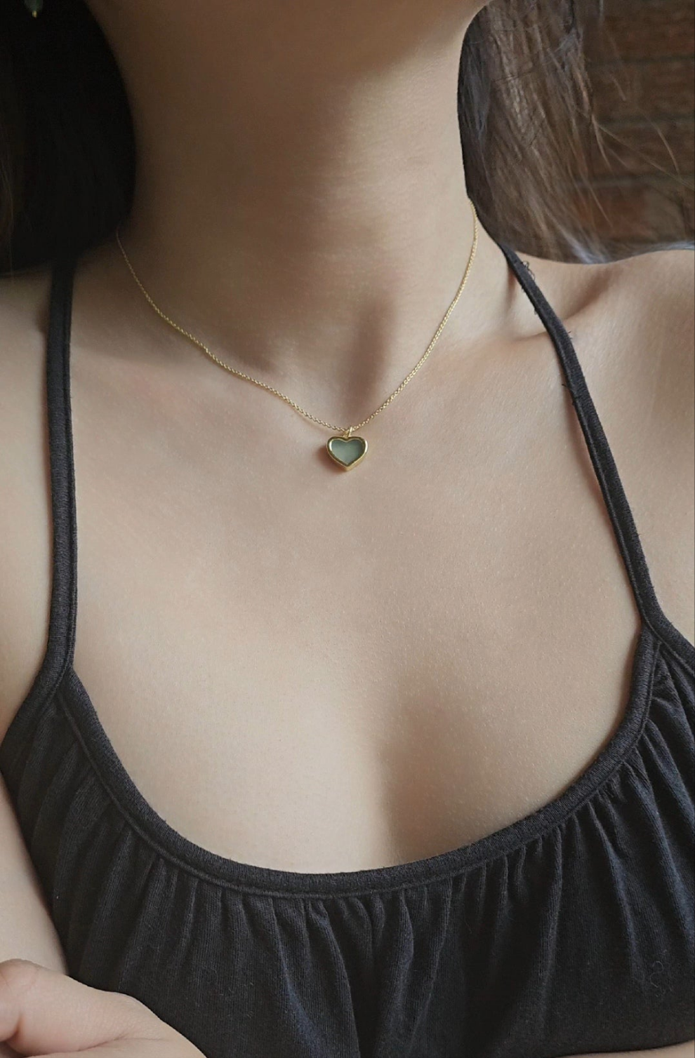 Guardian | Love Heart Jade Necklace in Aqua Green