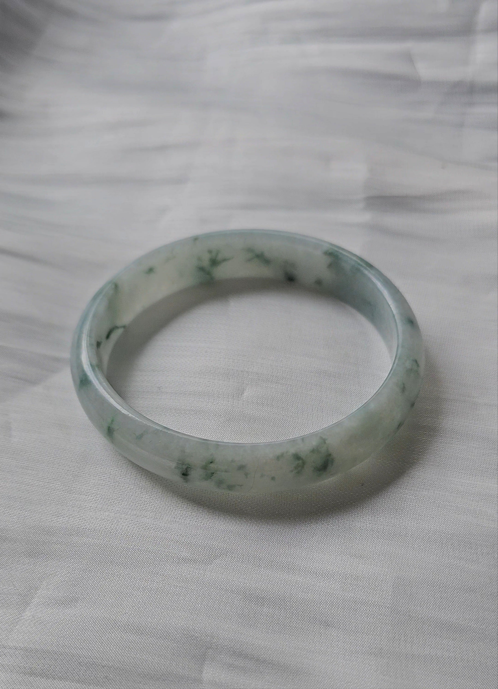 GUARDIAN | JAYDE Natural Grade-A Jadeite Bangle in Floral Green/Piao Hua (57.2mm Oval)