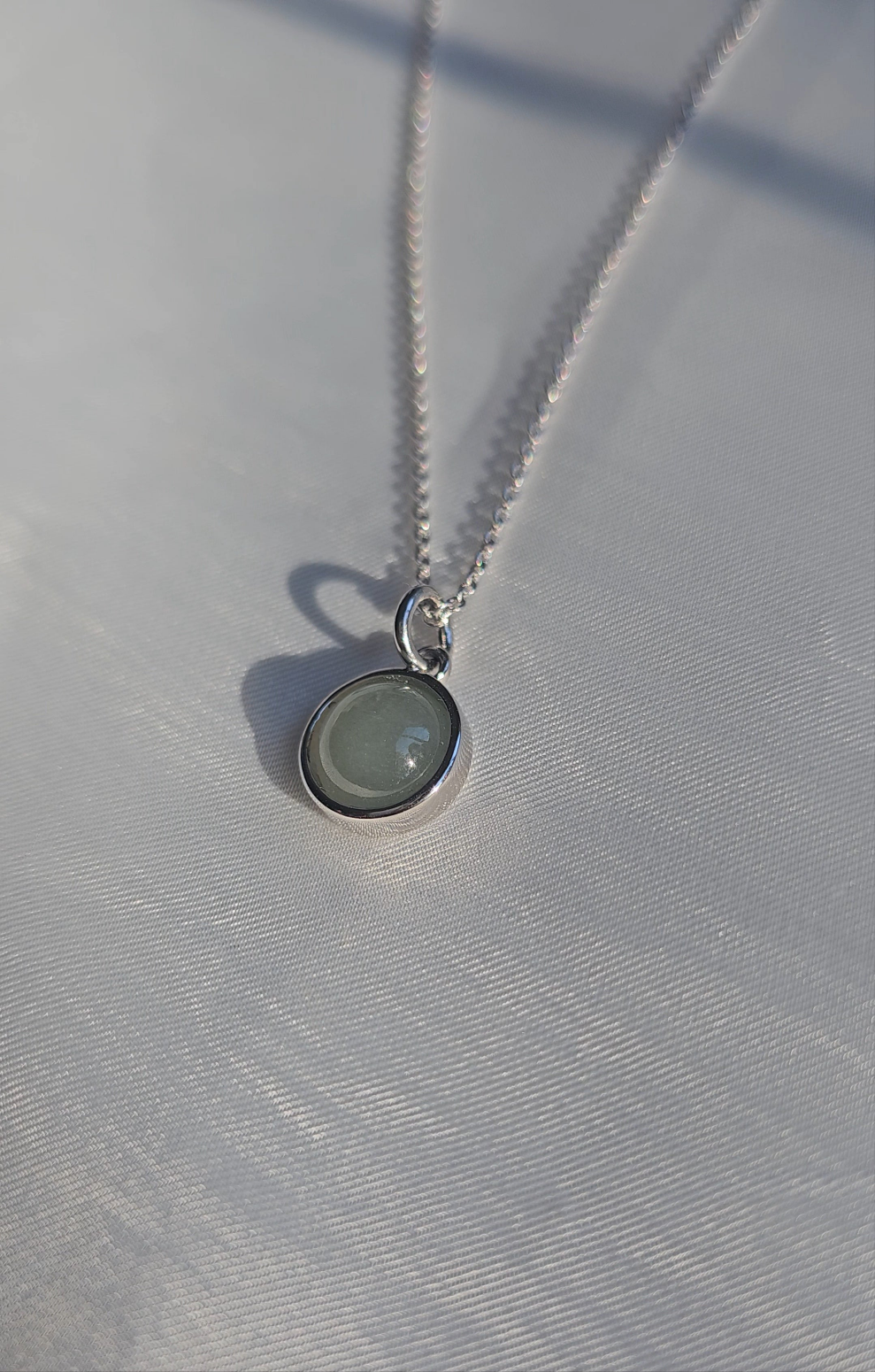 Galaxy | Moon Jadeite Pendant in Aqua Green (Rhodium-plated Sterling Silver)