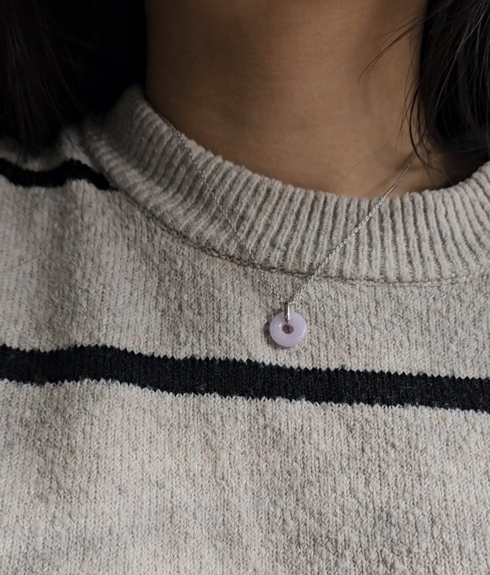 Guardian | Mei Safekeeping 'Ping An' Jadeite Pendant in Lavender Purple (13mm)