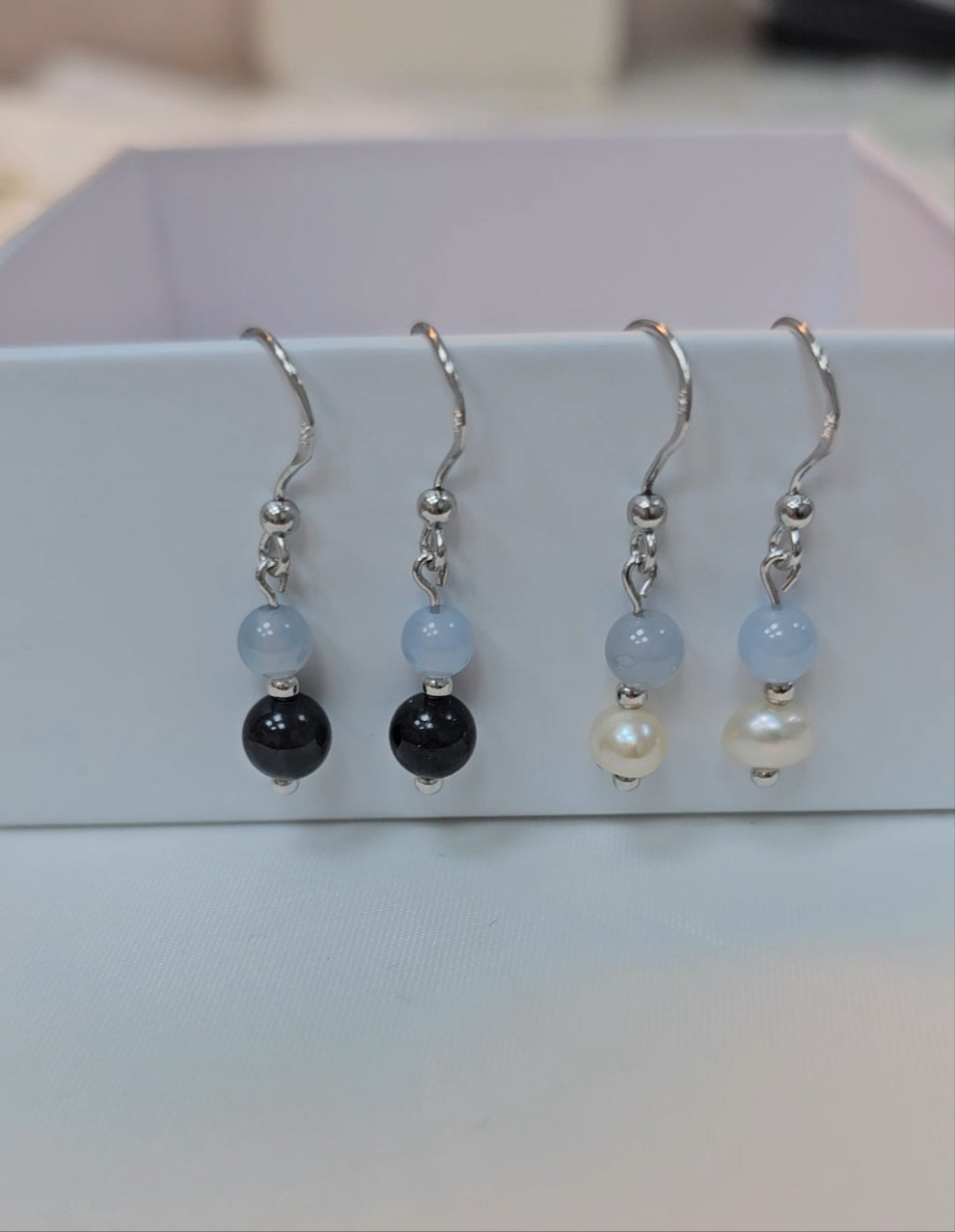 Yuan | 'Ocean' Jadeite Drop Earrings in Night Blue