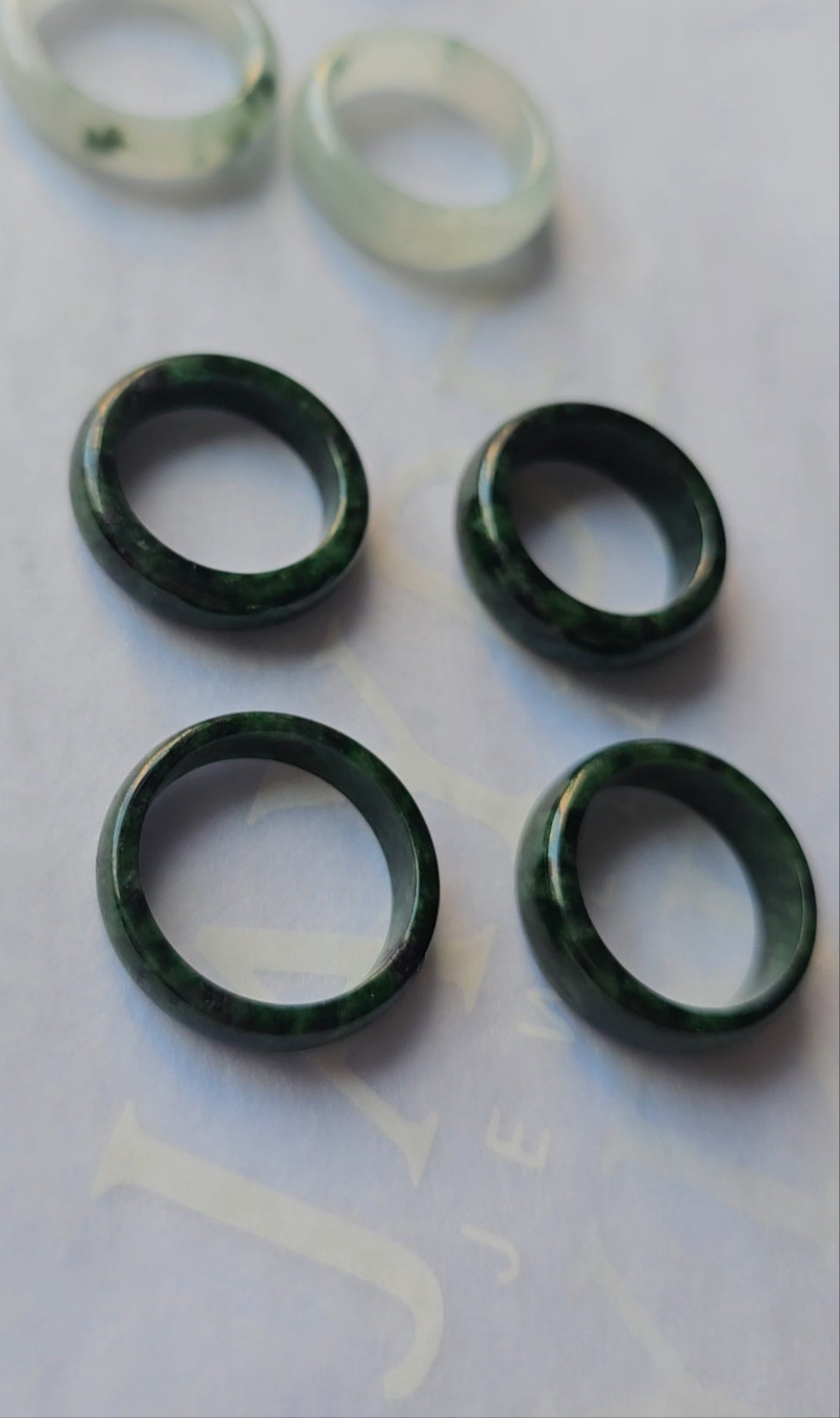 Yuan | Untreated Grade-A Jadeite Ring in Black Floral Green