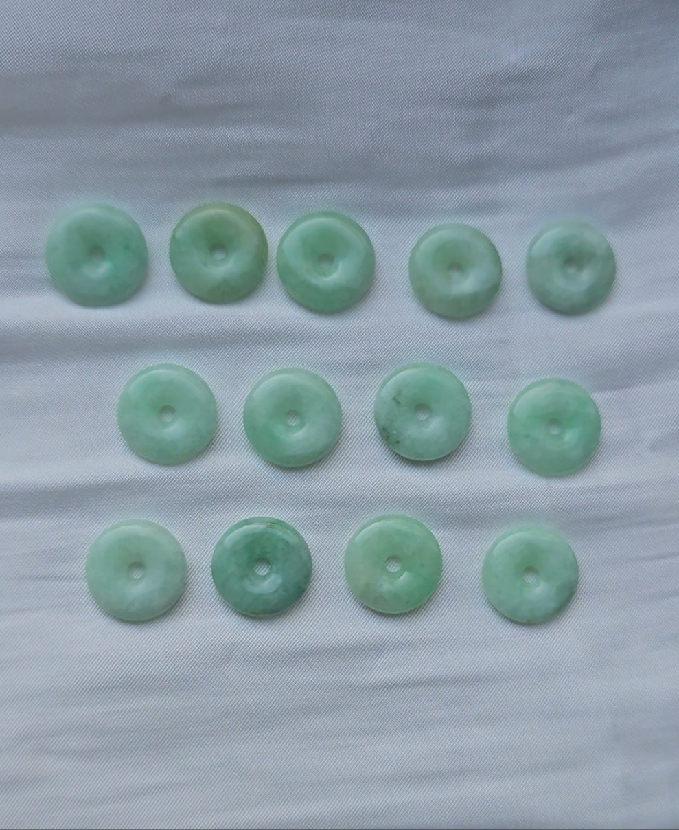 Guardian | Vintage Safekeeping 'Ping An' Jadeite Pendant in Pastel Green (13mm, 18K Gold Vermeil/Solid Gold)
