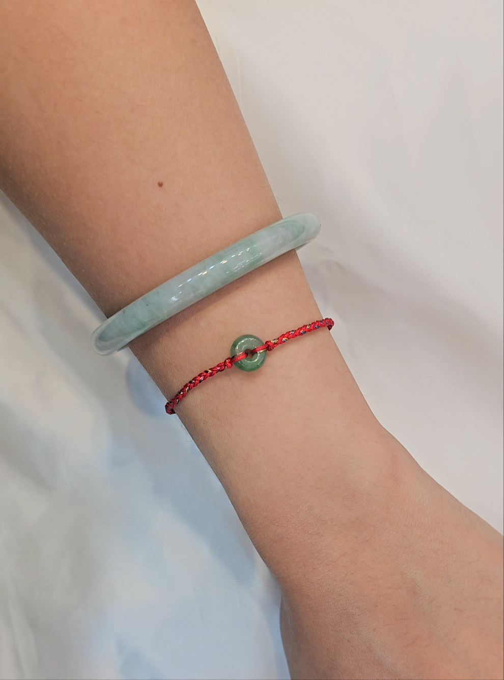 Guardian | Dainty Safekeeping 'Ping An' Jadeite Braided Bracelet in Vintage Green