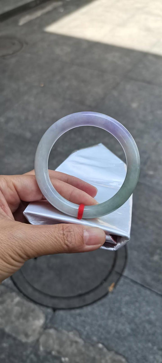 (Custom order) GUARDIAN | JAYDE Natural Grade-A Jadeite Bangle in Lavender Purple & Pastel Green (54.2mm Round)