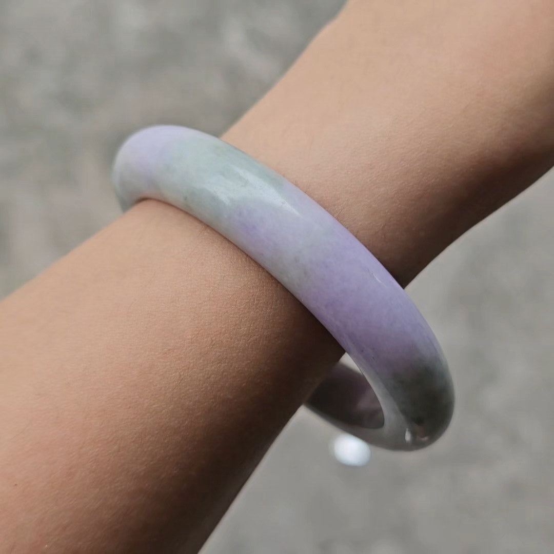 GUARDIAN | JAYDE Natural Grade-A Jadeite Bangle in Lavender Purple and Pastel Green (55.5mm Half Round)
