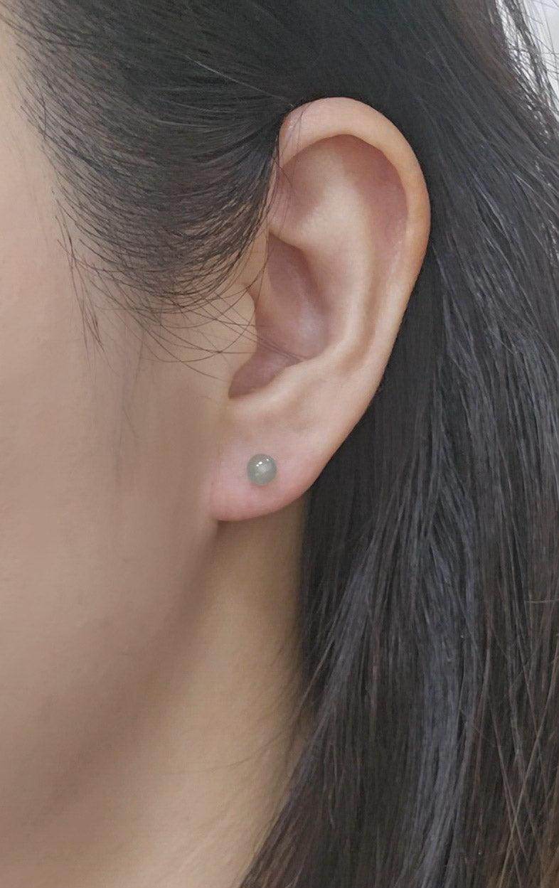 Yuan | Minimalist Jadeite Stud Earrings in Aqua Green