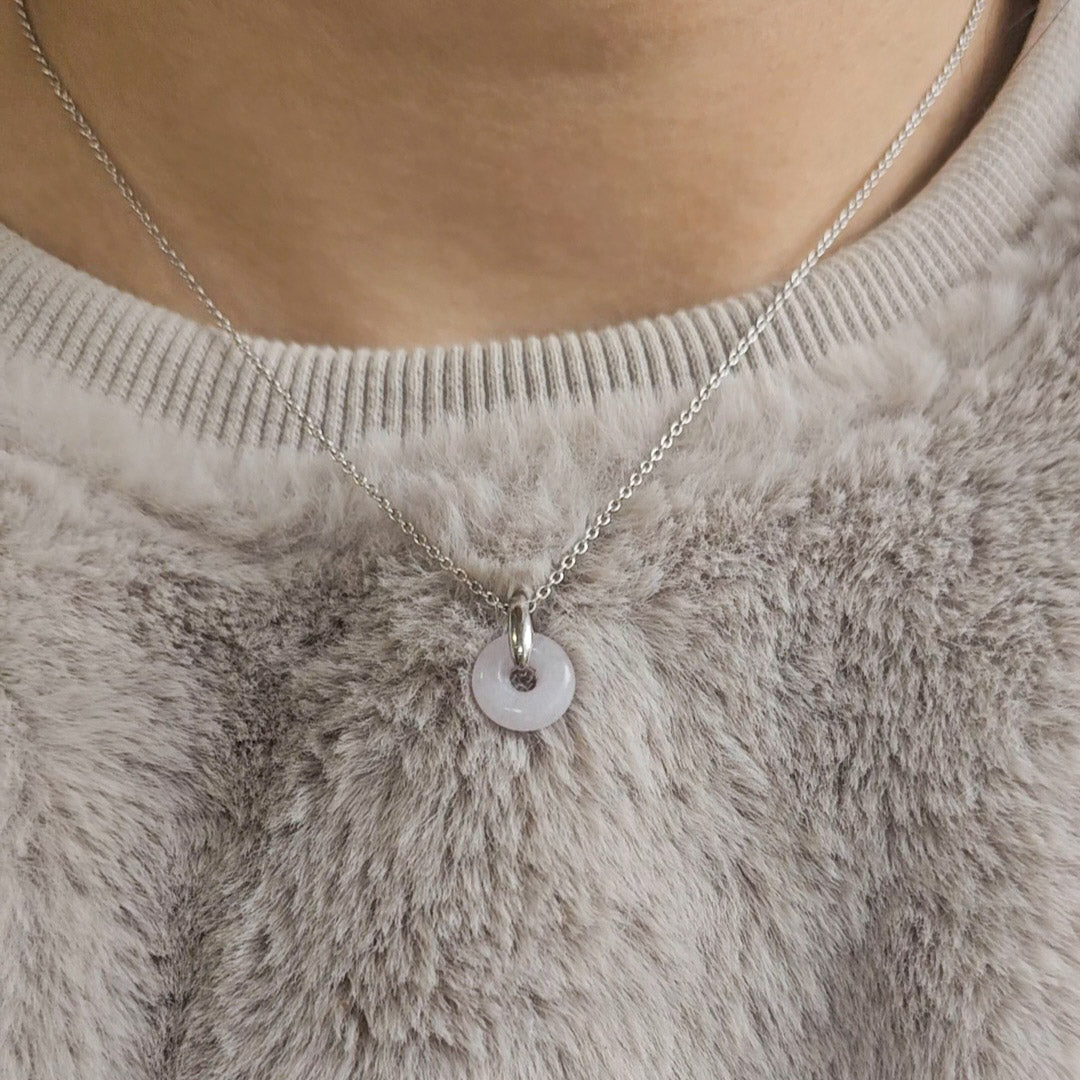 Guardian | Dainty Safekeeping 'Ping An' Jadeite Pendant in Light Lavender Purple (10mm)