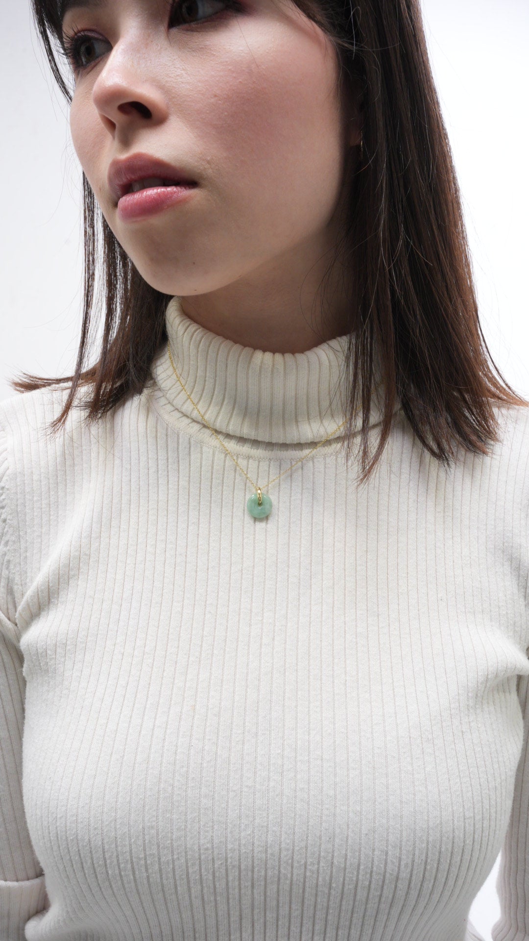 Guardian | Vintage Safekeeping 'Ping An' Jadeite Pendant in Pastel Green (13mm, 18K Gold Vermeil/Solid Gold)