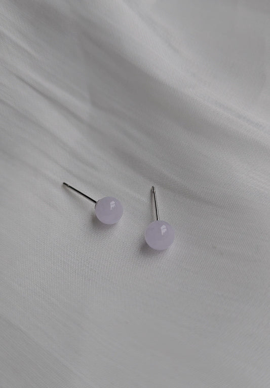 Yuan | Minimalist Jadeite Stud Earrings in Lavender Purple