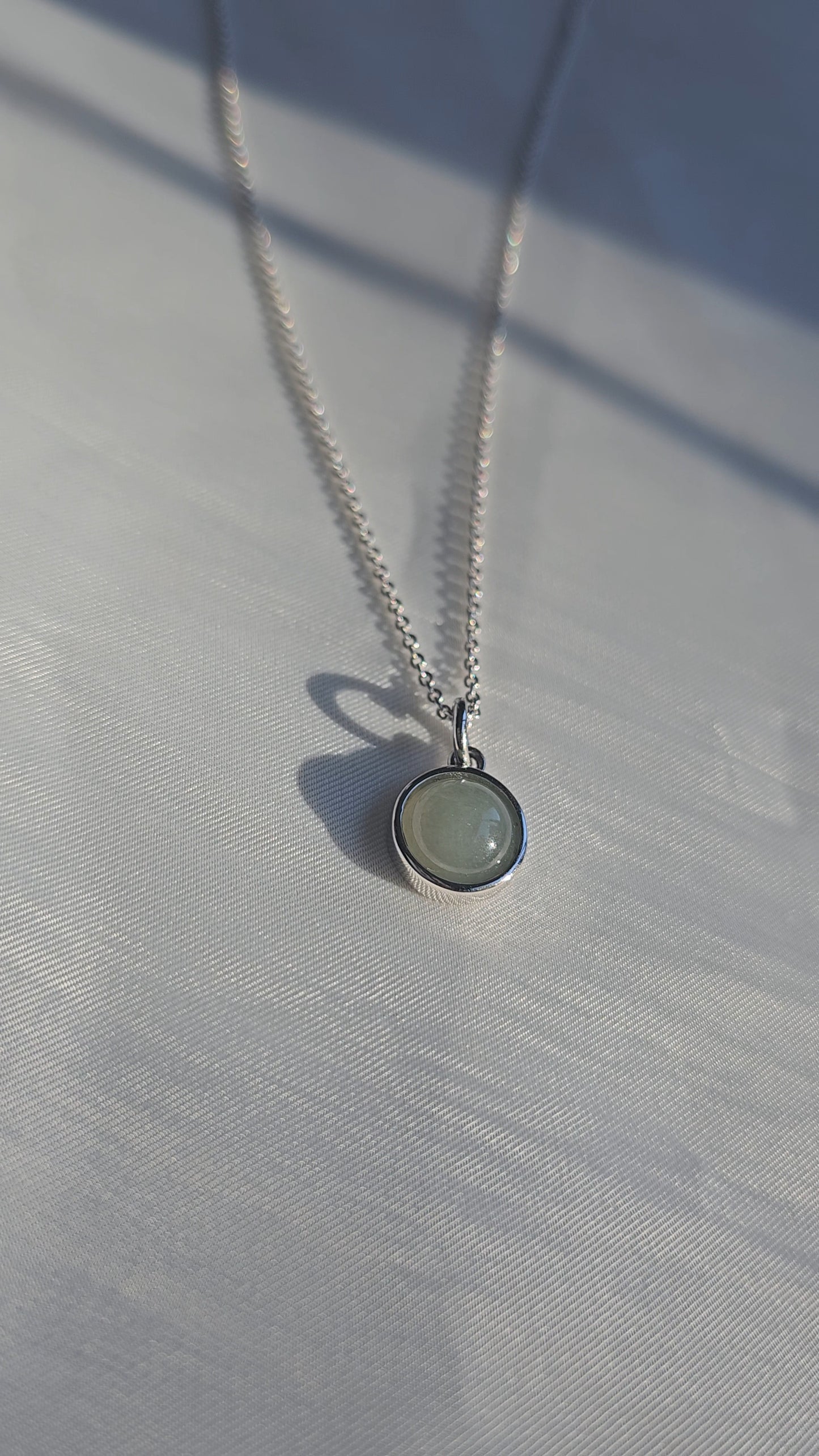 Galaxy | Moon Jadeite Pendant in Aqua Green (Rhodium-plated Sterling Silver)