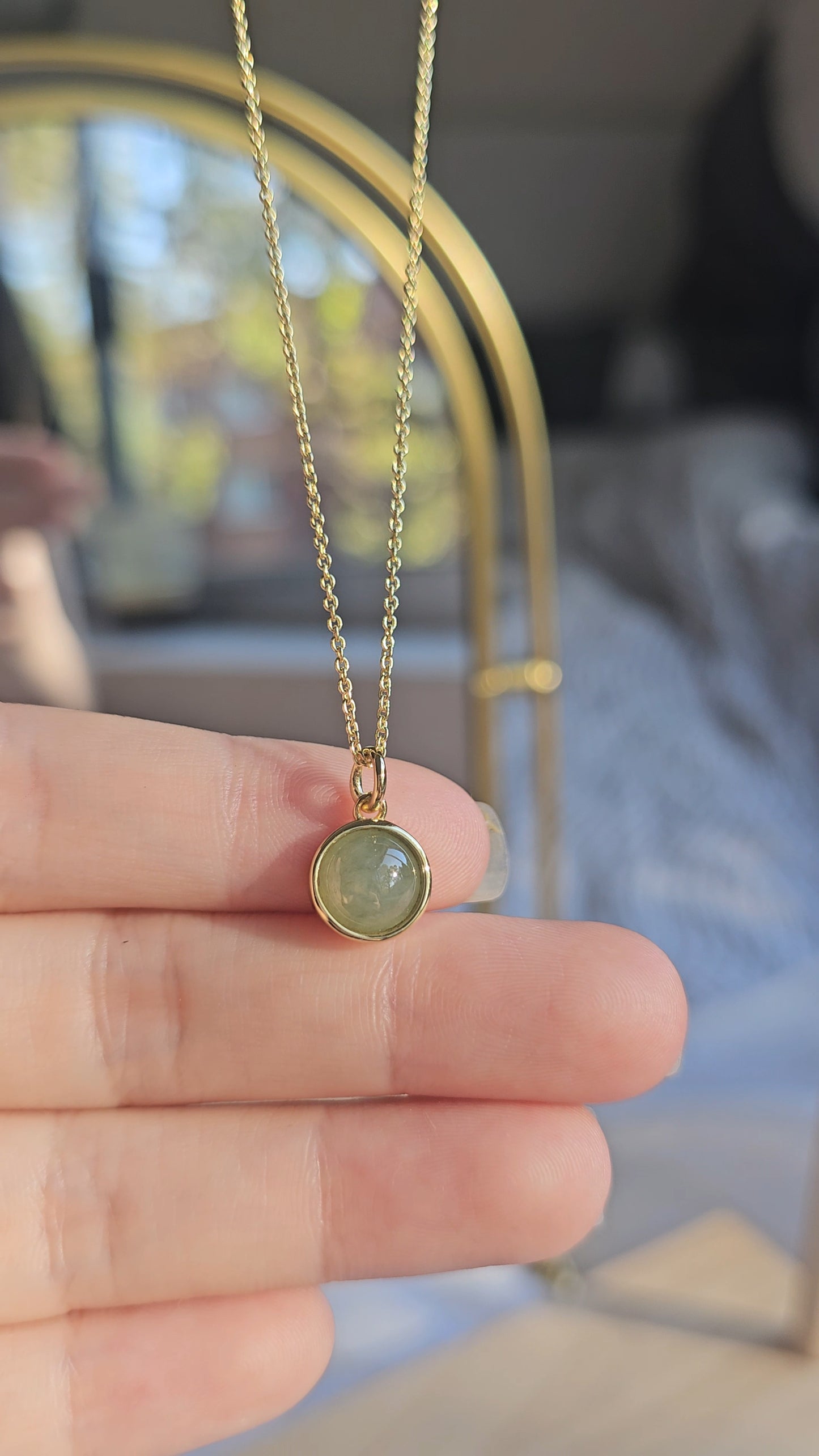 Galaxy | Moon Jadeite Pendant in Aqua Green (18K Gold Vermeil)