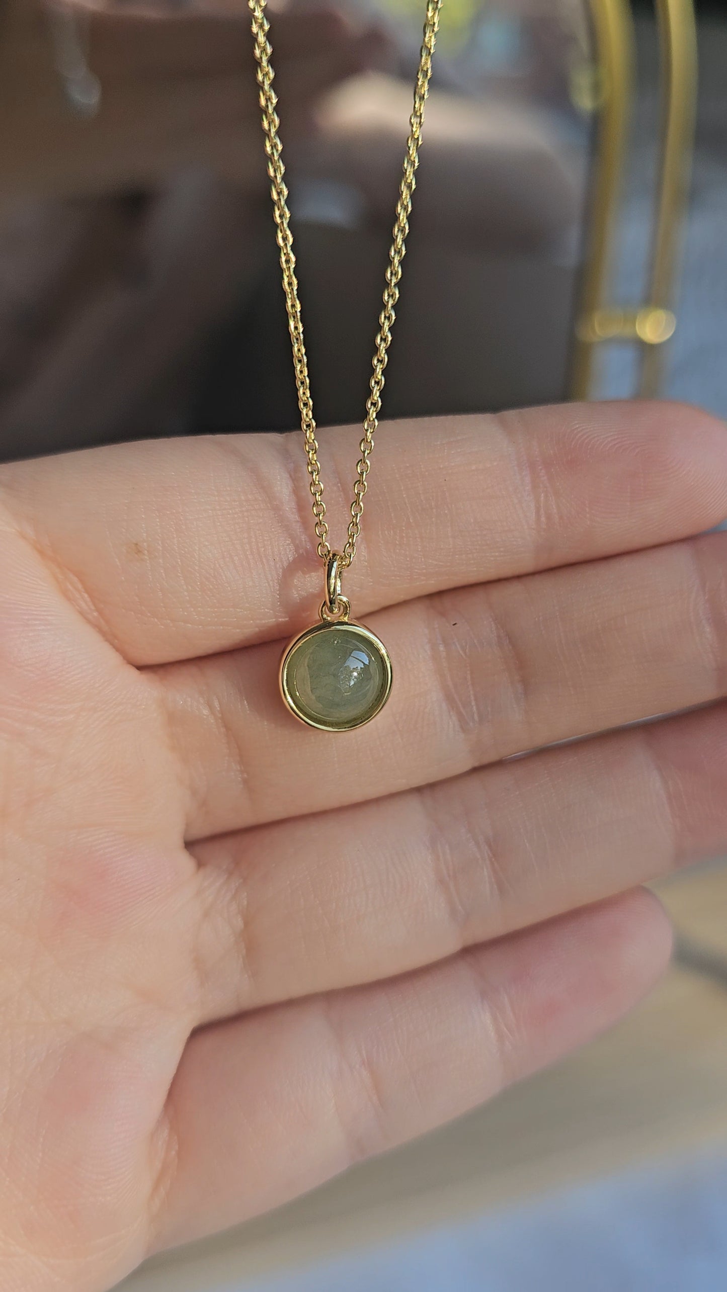 Galaxy | Moon Jadeite Pendant in Aqua Green (18K Gold Vermeil)